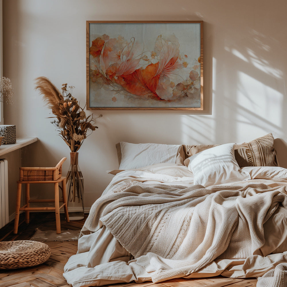 Persian Red Flowers Poster